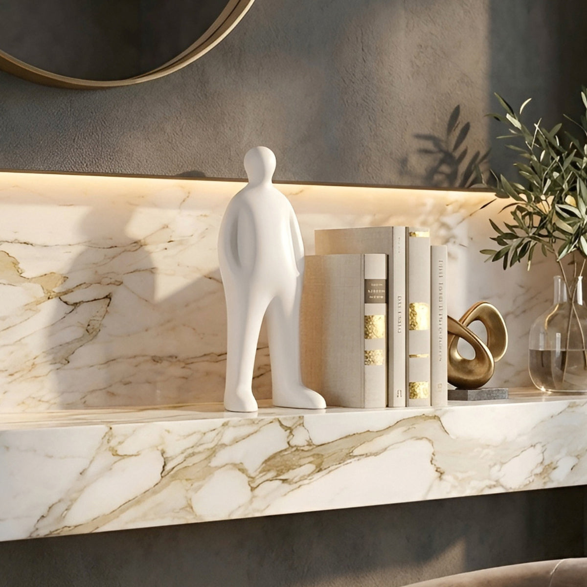 Off Duty White matte resin standing human showpiece variant front product view