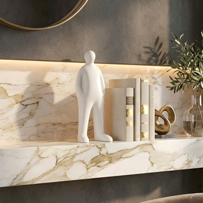 Off Duty White matte resin standing human showpiece variant front product view