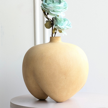 Ovelle warm sand ceramic vase rounded sculptural form and textured finish detail