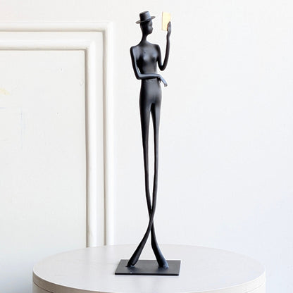 Poise black metal human figurine full front product view