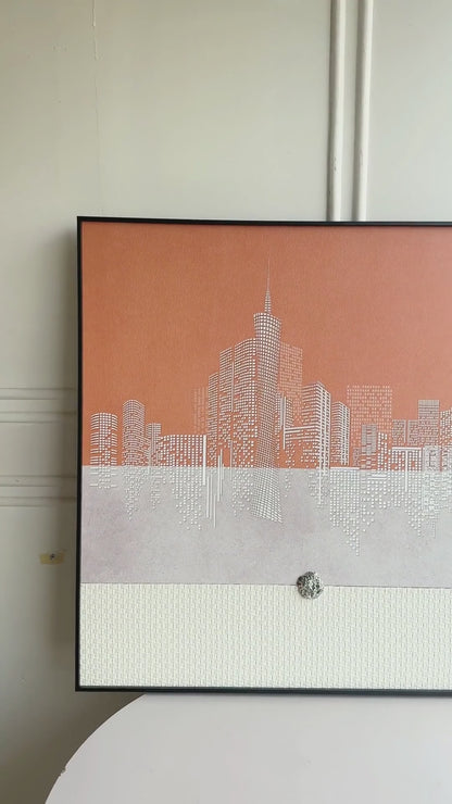 Skyline - New York Cityscape inspired Leather Wall Art ~ 3 ft x 3 ft