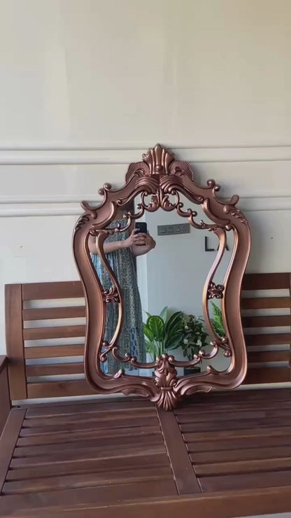 Vanity's Veil - Copper Colour Decorative Wall Mirror ~ 3 x 2 feet