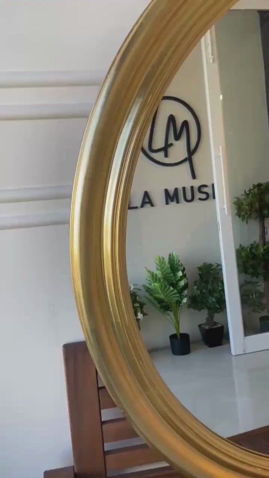The Reflective Duo - Split Style Gold Finish Luxury Wall Mirror ~ 4 ft x 3.5 ft