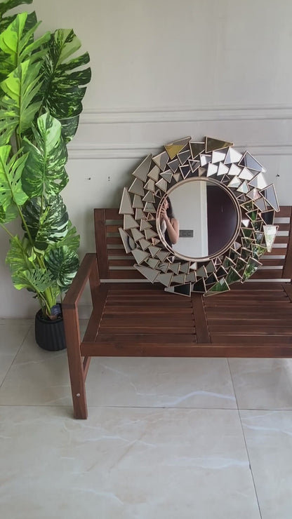 Urban Odyssey - Gold Finish Decorative Wall Mirror ~ 3 feet Dia