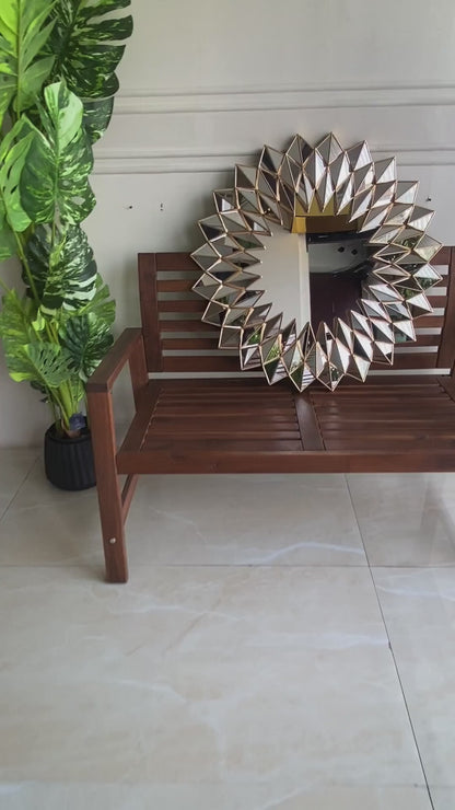 Golden Daisy - Flower Shaped Gold Finish Wall Mirror ~ 3 feet Dia
