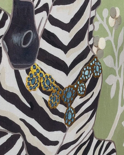 Serengeti - Zebra and Wild Life Inspired Premium Embroidered Wall Art ~ 3.5 x 3.5 ft