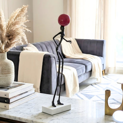 Redshift abstract human sculpture styled on a marble coffee table