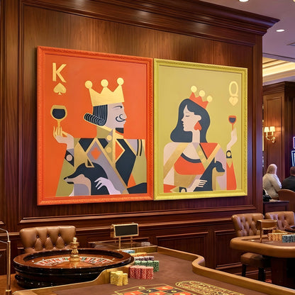 Royale playing card inspired wall art styled in a premium games room