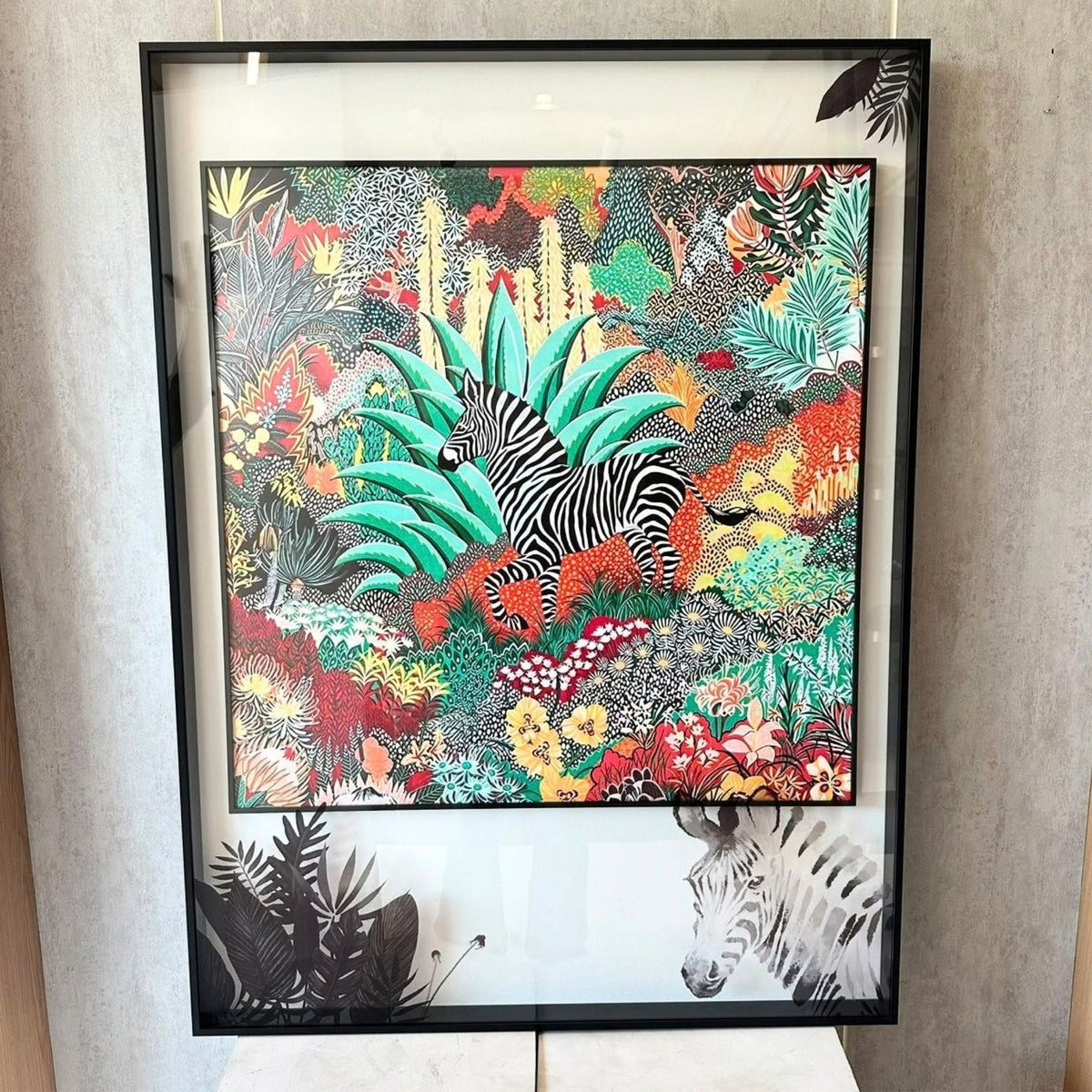 Savanna premium zebra wall art front view with acrylic and black frame