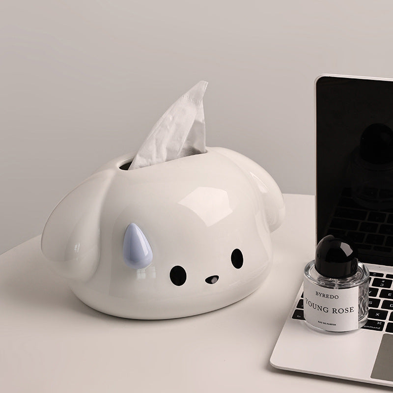 Snugglo ceramic tissue box styled on a modern work desk