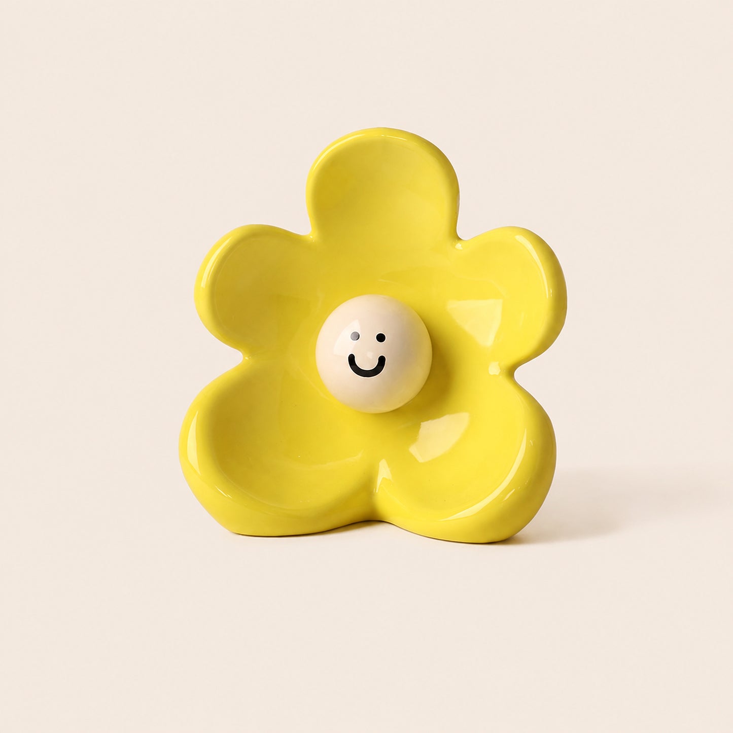 Solara yellow smiling flower ceramic table vase