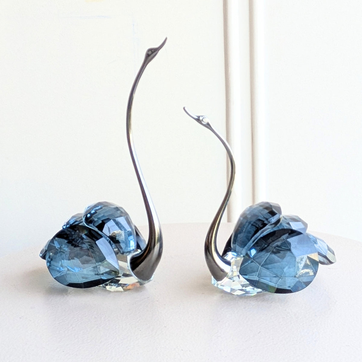 Soulmates sculptural crystal swans set of two