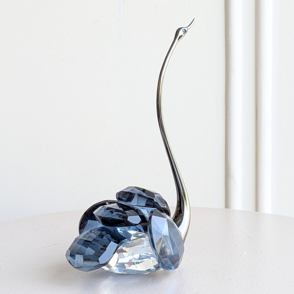 Soulmates large blue crystal swan showpiece