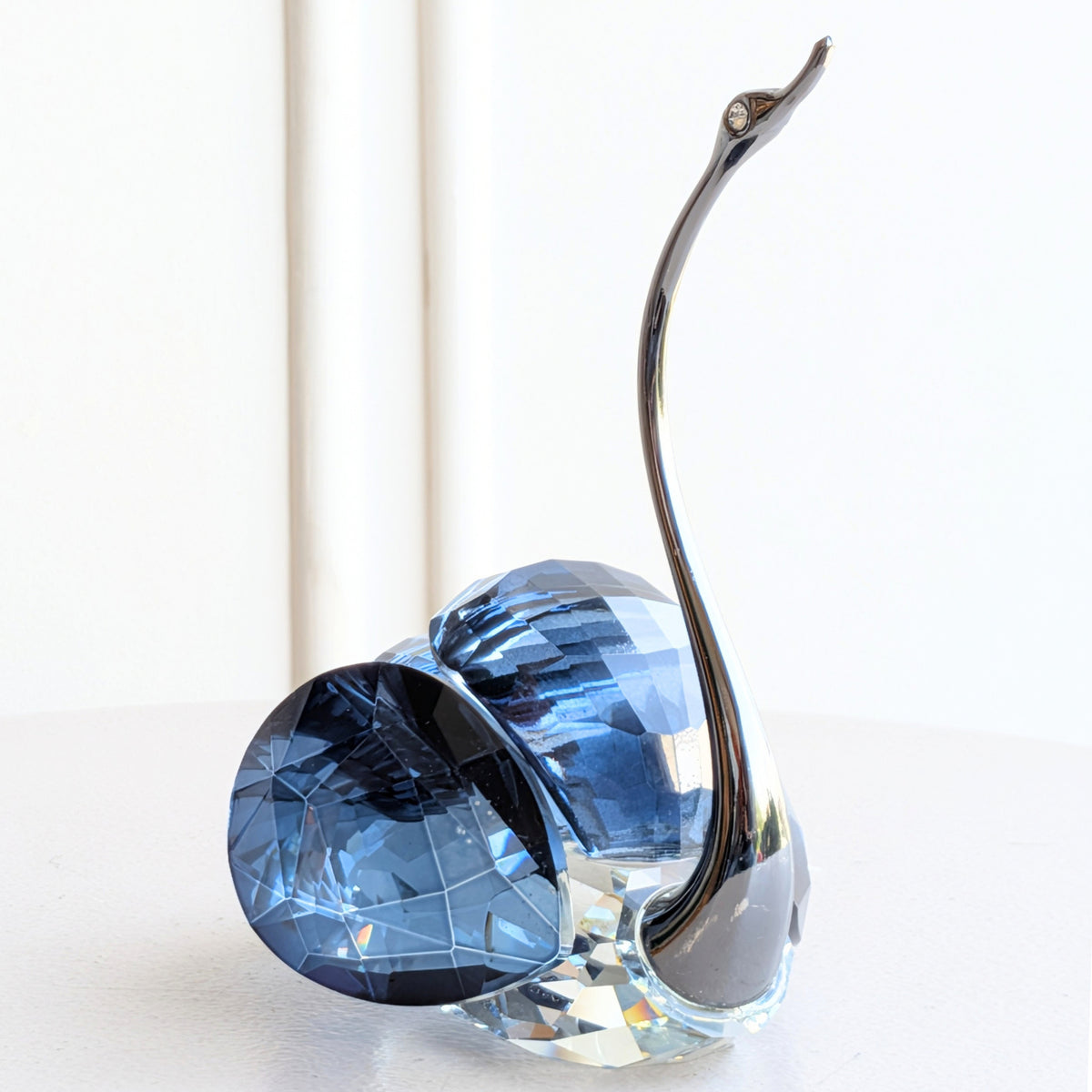 Soulmates small blue crystal swan showpiece