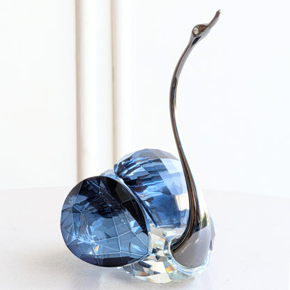 Soulmates small blue crystal swan showpiece