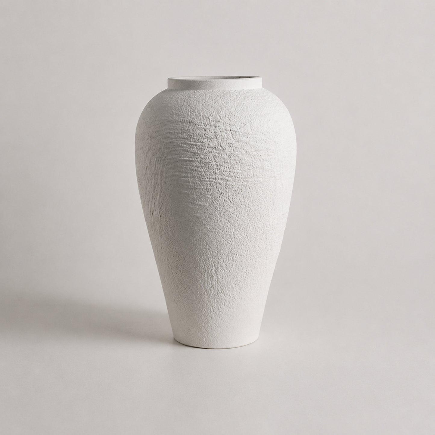 Strata large tall white textured ceramic table vase