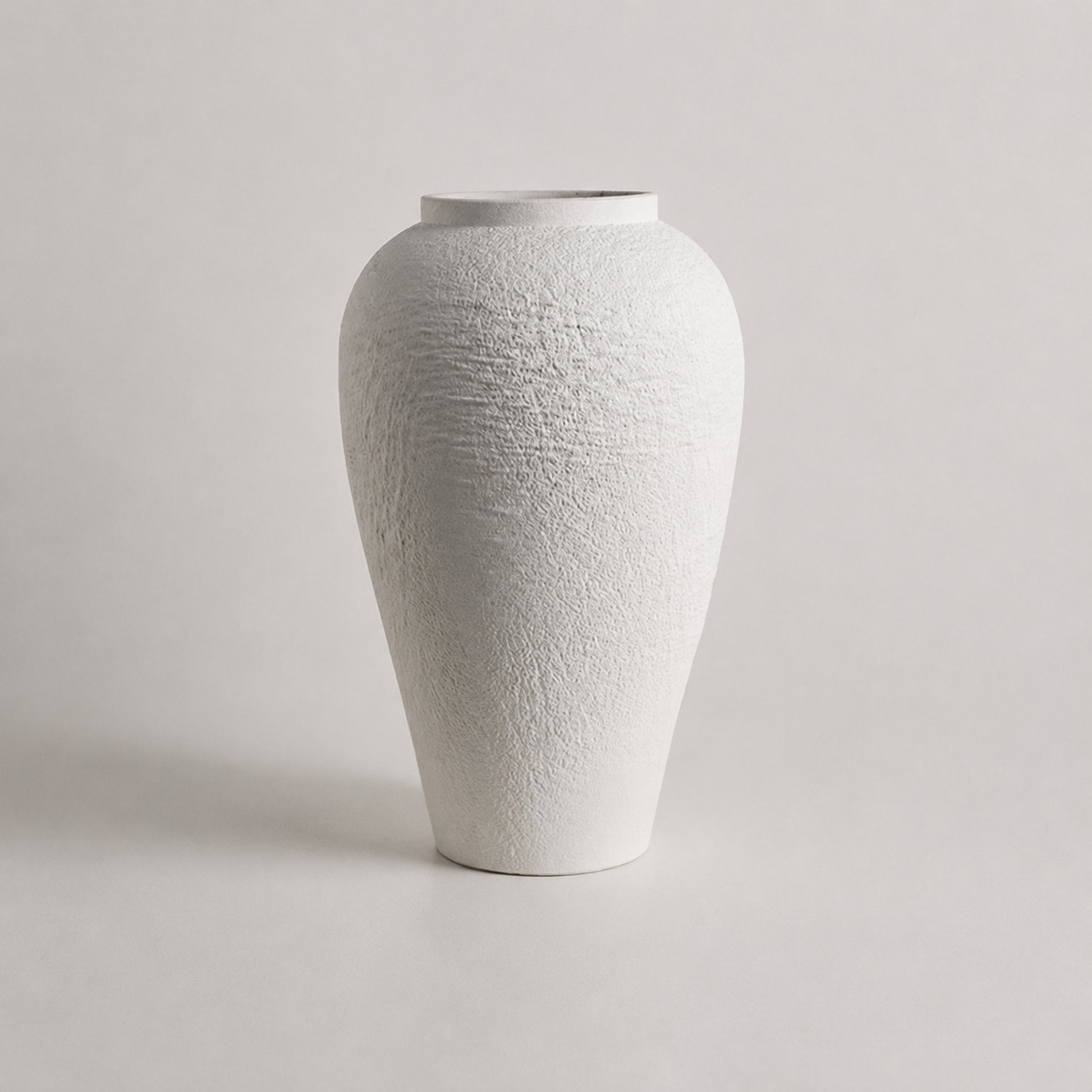 Strata large tall white textured ceramic table vase