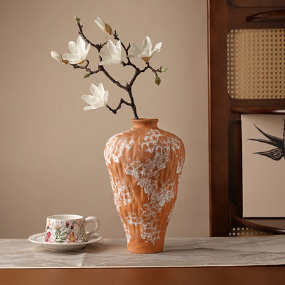 Terra Veil terracotta ceramic vase styled on a dining table
