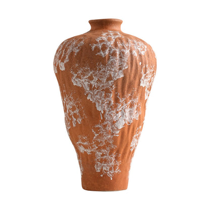 Terra Veil terracotta and white textured ceramic vase product view