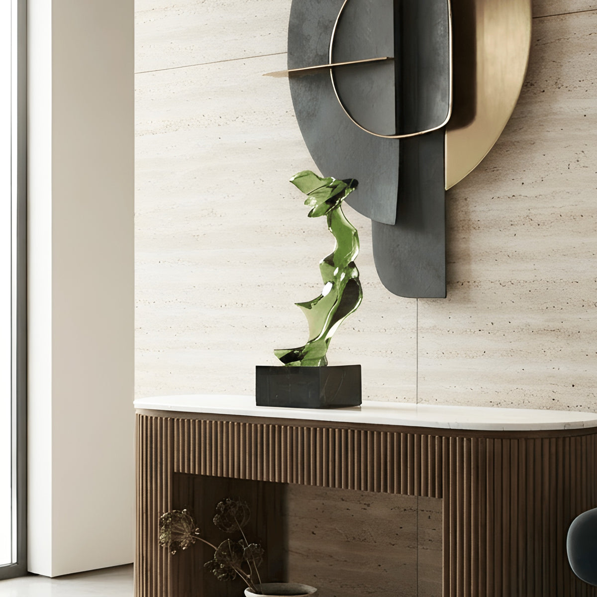 Marea abstract showpiece styled on an entryway console