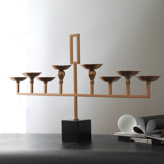 Candle Holder Life: A Rhythmic Curation - Marble & Metal Candle Holder