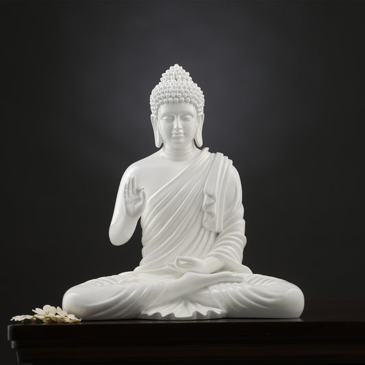 Buddha Statue Serene Blessing Buddha Statue - 1.1 feet - White