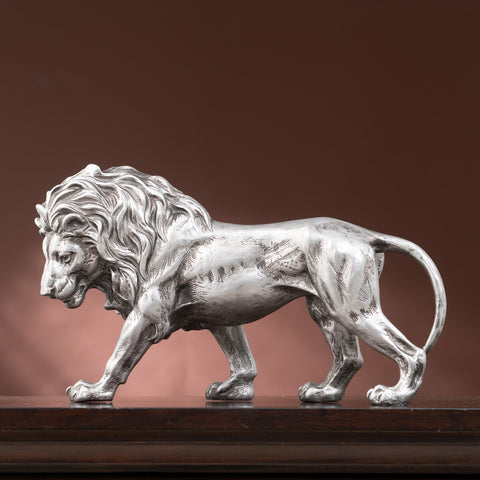 Showpiece The Noble Emperor - Lion Table Showpiece - Silver