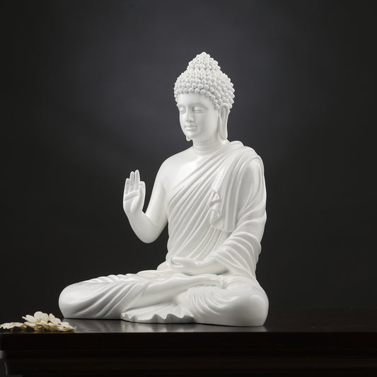 Buddha Statue Serene Blessing Buddha Statue - 1.1 feet - White