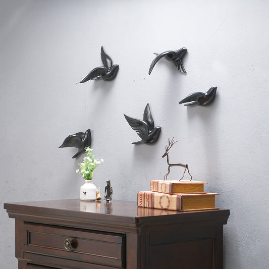Wall Mounts & Accents The Soaring Soul - Birds Wall Mount Decor (Set of 5) - Black