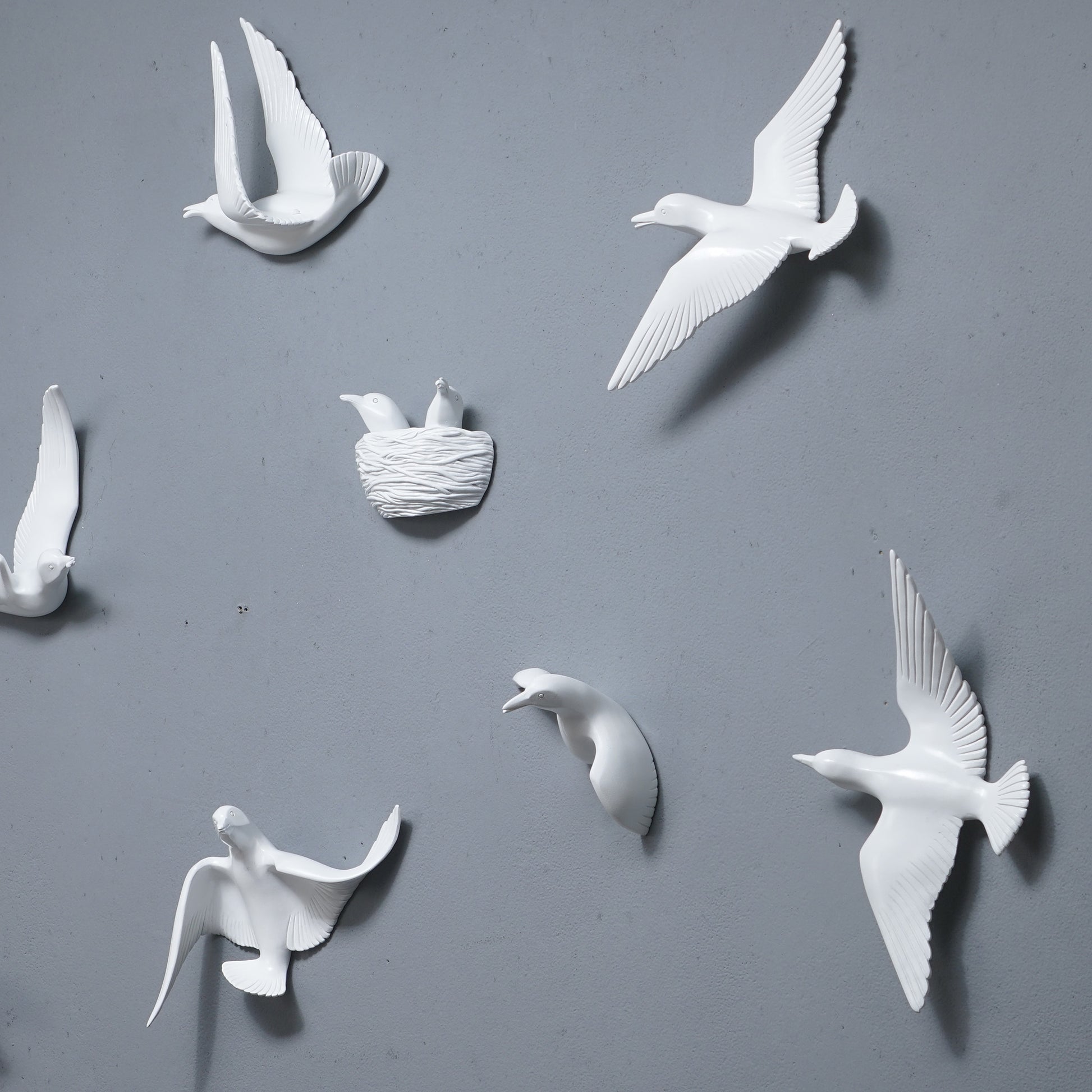 Wall Mounts & Accents Angel of Prosperity Birds Wall Mount Decor - White (Set of 10)