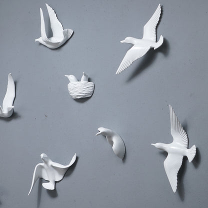 Wall Mounts & Accents Angel of Prosperity Birds Wall Mount Decor - White (Set of 10)