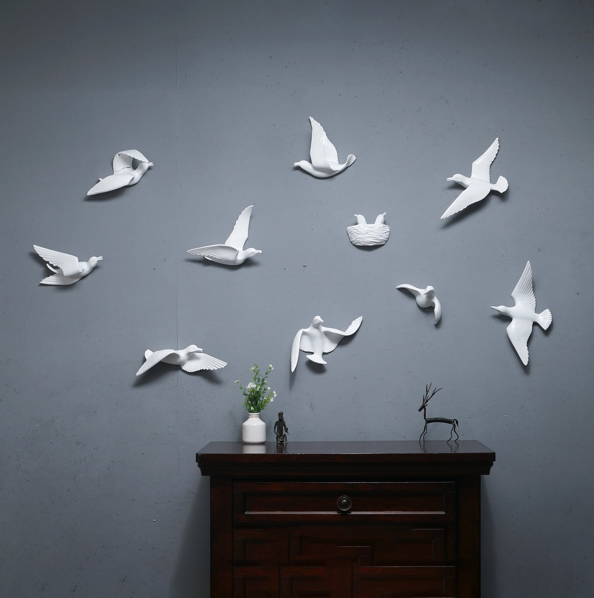 Wall Mounts & Accents Angel of Prosperity Birds Wall Mount Decor - White (Set of 10)