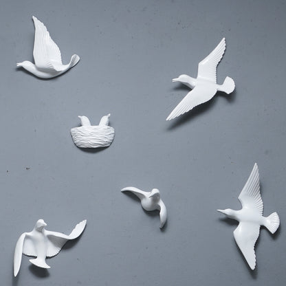 Wall Mounts & Accents Angel of Prosperity Birds Wall Mount Decor - White (Set of 10)