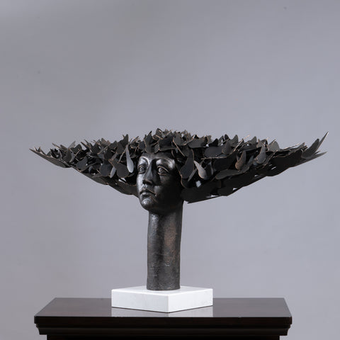 Showpiece The Repertoire of Thoughts - Sculpture & Table Showpiece - Marble & Metal