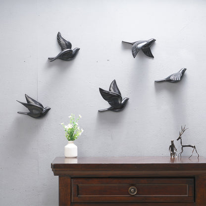 Wall Mounts & Accents The Soaring Soul - Birds Wall Mount Decor (Set of 5) - Black