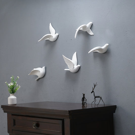 Wall Mounts & Accents The Soaring Soul - Birds Wall Mount Decor (Set of 5) - White