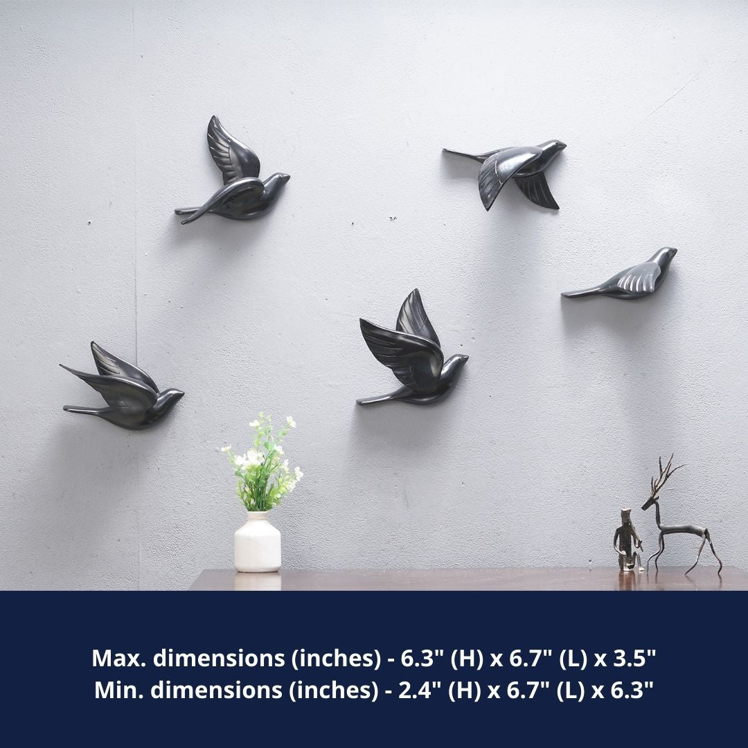 Wall Mounts & Accents The Soaring Soul - Birds Wall Mount Decor (Set of 5) - Black