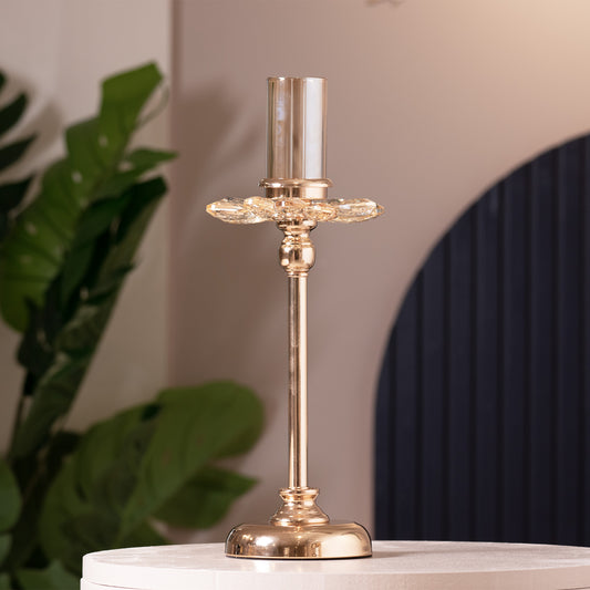 Candle Holder The Artisan's Shine - Metal & Glass Lotus Shaped Candle Holder