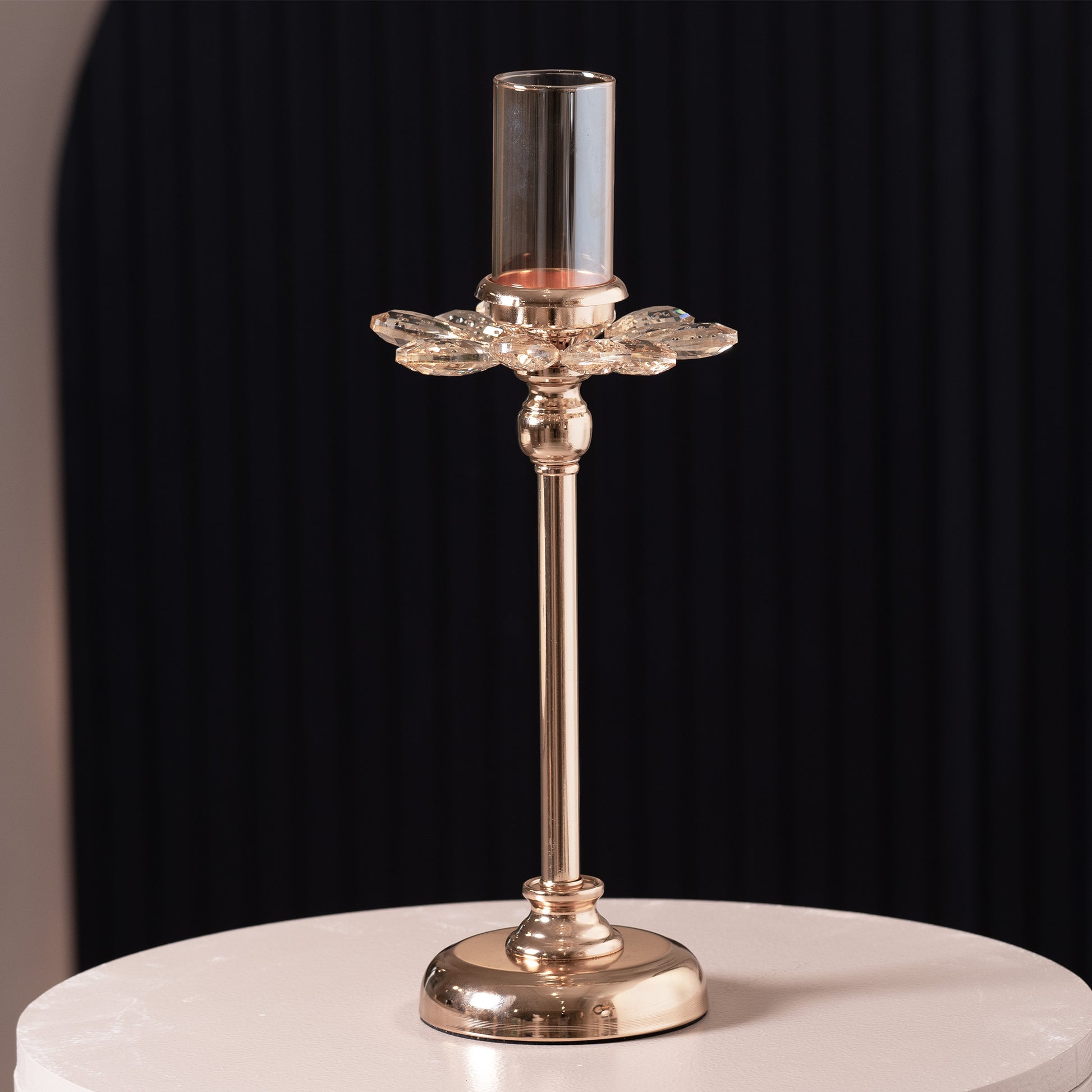 Candle Holder The Artisan's Shine - Metal & Glass Lotus Shaped Candle Holder