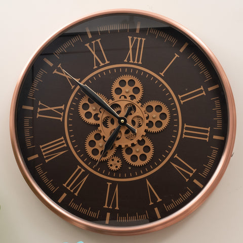 The Classic Roman Chronograph Moving Gears Metal Wall Clock