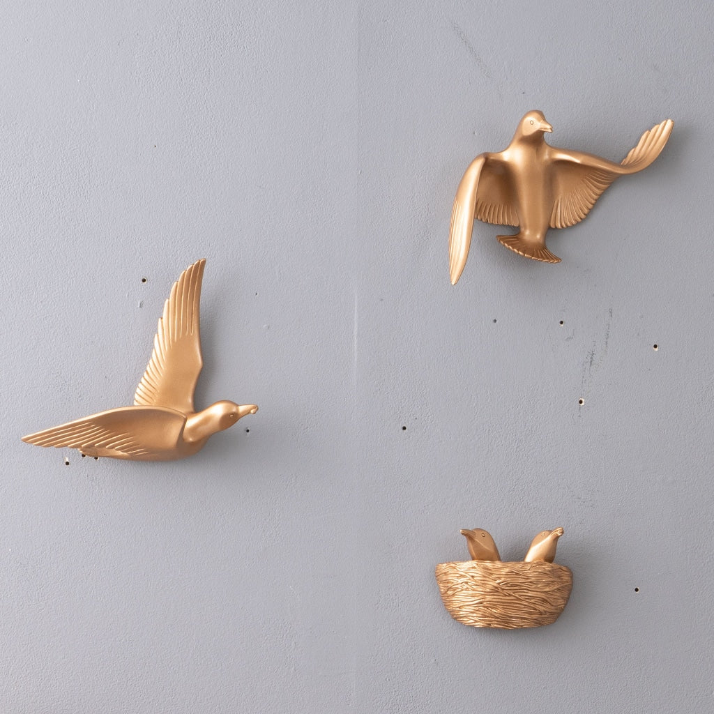 Wall Mounts & Accents Angel of Prosperity Birds Wall Decor (Set of 6) - Gold