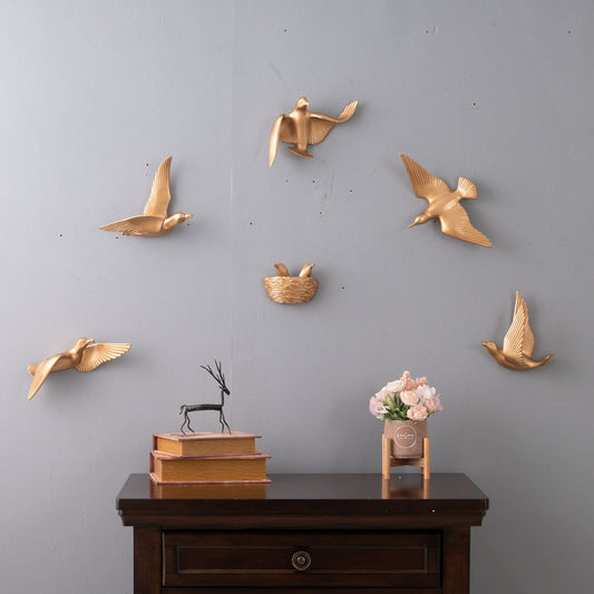 Wall Mounts & Accents Angel of Prosperity Birds Wall Decor (Set of 6) - Gold