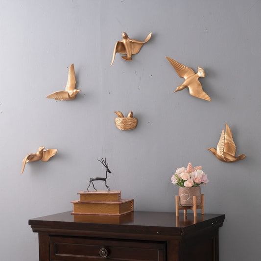 Wall Mounts & Accents Angel of Prosperity Birds Wall Decor (Set of 6) - Gold