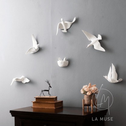 Wall Mounts & Accents Angel of Prosperity Birds Wall Decor (Set of 6) - White
