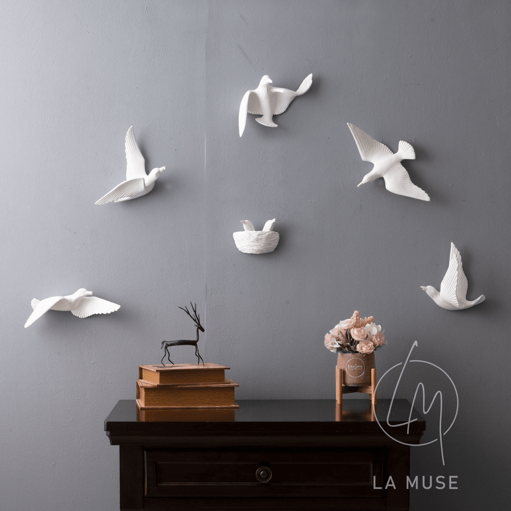 Wall Mounts & Accents Angel of Prosperity Birds Wall Decor (Set of 6) - White