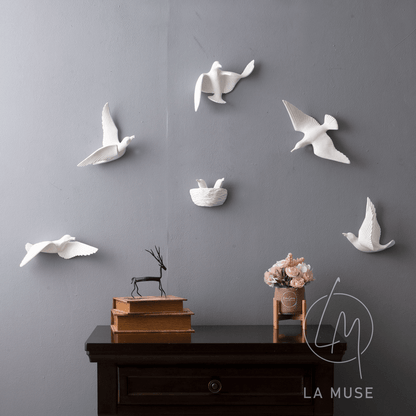 Wall Mounts & Accents Angel of Prosperity Birds Wall Decor (Set of 6) - White