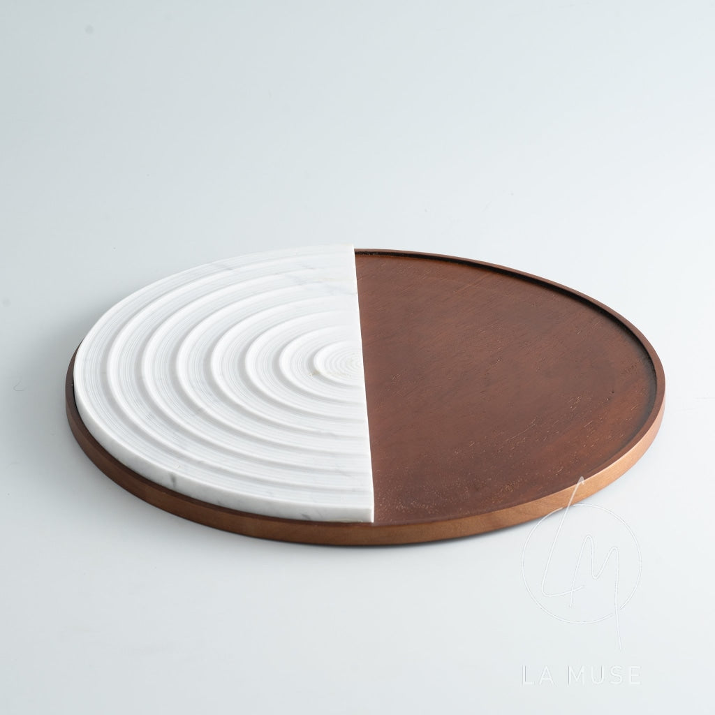 Decorative Tray Eternal Duo - Decorative Serving Tray - Marble & Wood