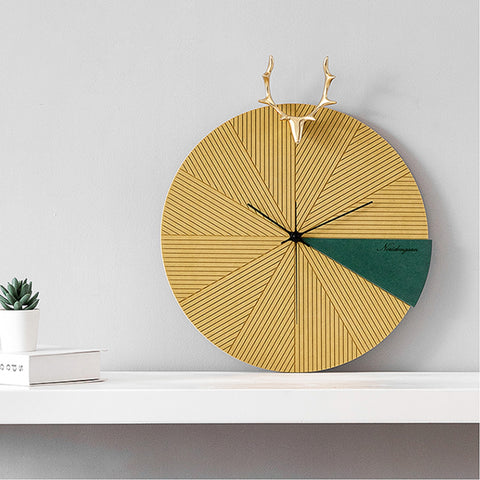 Wall Clocks The Enigmatic Deer - Luxe Wall Clock - Style 2 - Yellow and Green