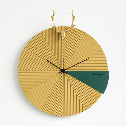 Wall Clocks The Enigmatic Deer - Luxe Wall Clock - Yellow and Green ~ 1.5 ft Dia