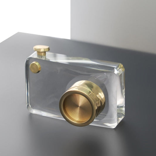 Showpiece The Cloud of Nostalgia - Crystal & Brass Camera Table Showpiece